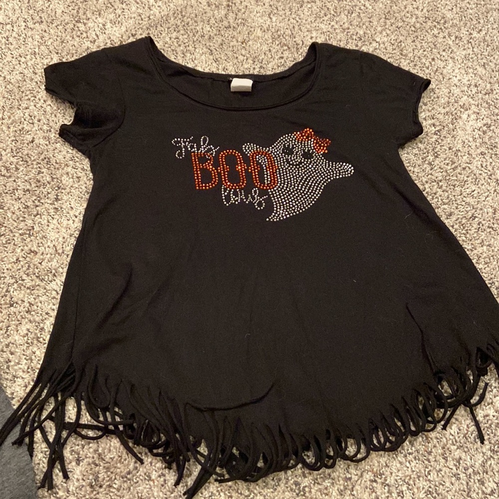 Halloween shirt-with sequined design.  Says 14, but appears a bit smaller.